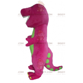 Disfraz de mascota BIGGYMONKEY™ de dinosaurio rosa y verde