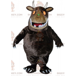 BIGGYMONKEY™ stort brunt monster med store tænder maskotkostume