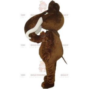 BIGGYMONKEY™ Big Brown Mammoth Mascot Costume With Big Tusks -