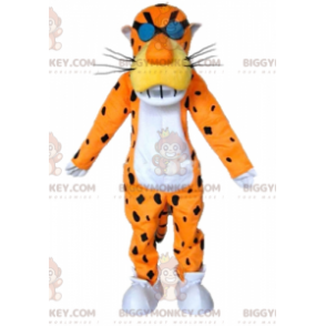 Kostým oranžově bílého a černého tygra BIGGYMONKEY™ maskota s