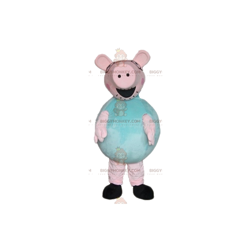 Big Funny Plump Pink And Green Pig Mascot Costume BIGGYMONKEY™