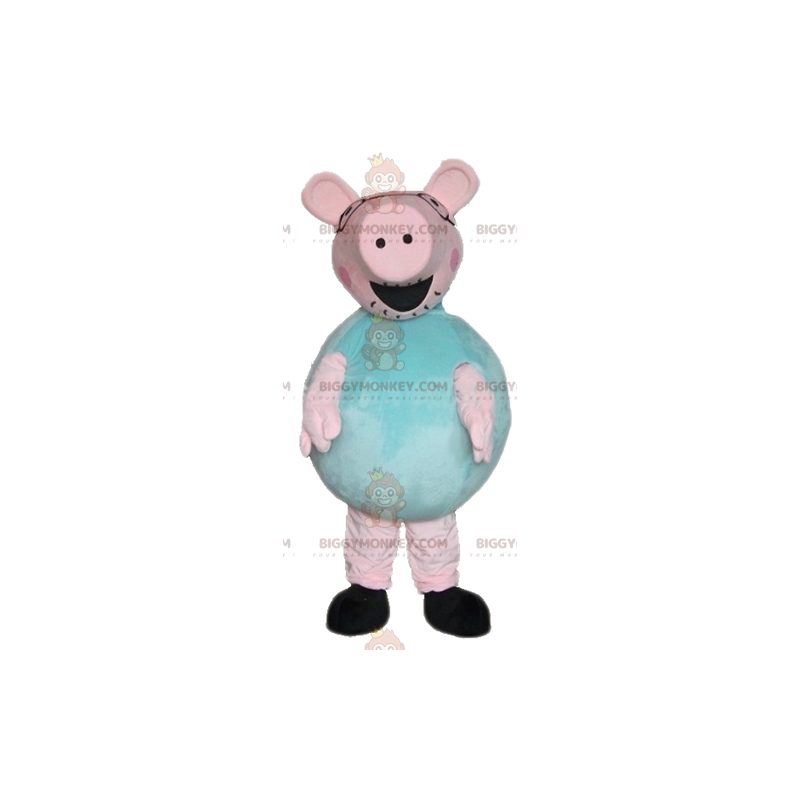 Στολή μασκότ Big Funny Plump Pink and Green Pig BIGGYMONKEY™ -