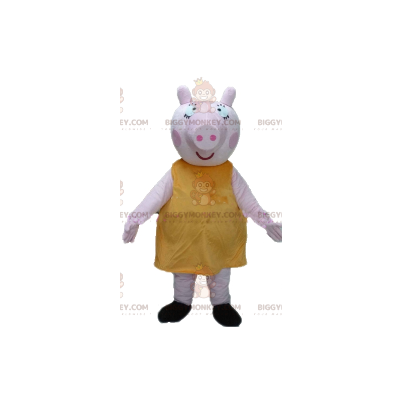 Traje de mascote de porco rosa gordo BIGGYMONKEY™ com vestido