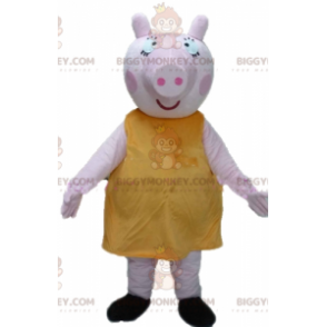BIGGYMONKEY™ fede lyserøde grisemaskotkostume med sjov buttet