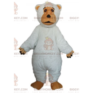 Bonito y regordete disfraz de mascota de oso blanco y marrón