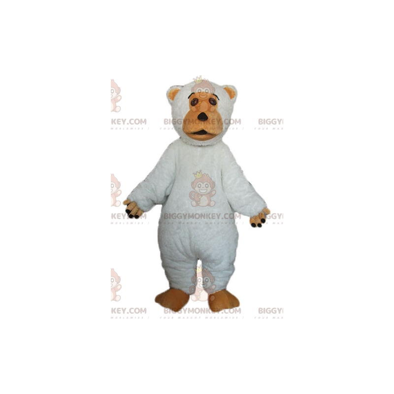 Cute and Plump Big White and Brown Bear Mascot Costume