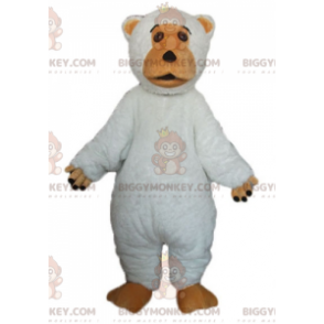 Bonito y regordete disfraz de mascota de oso blanco y marrón