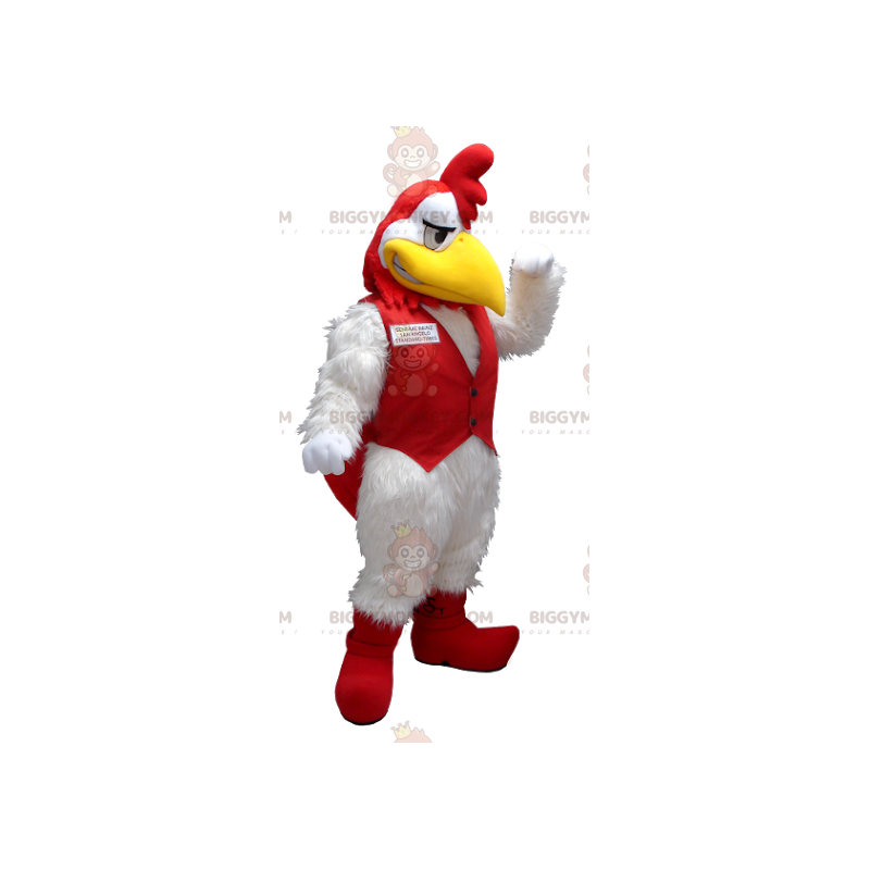 Costume de mascotte BIGGYMONKEY™ de coq blanc et rouge -