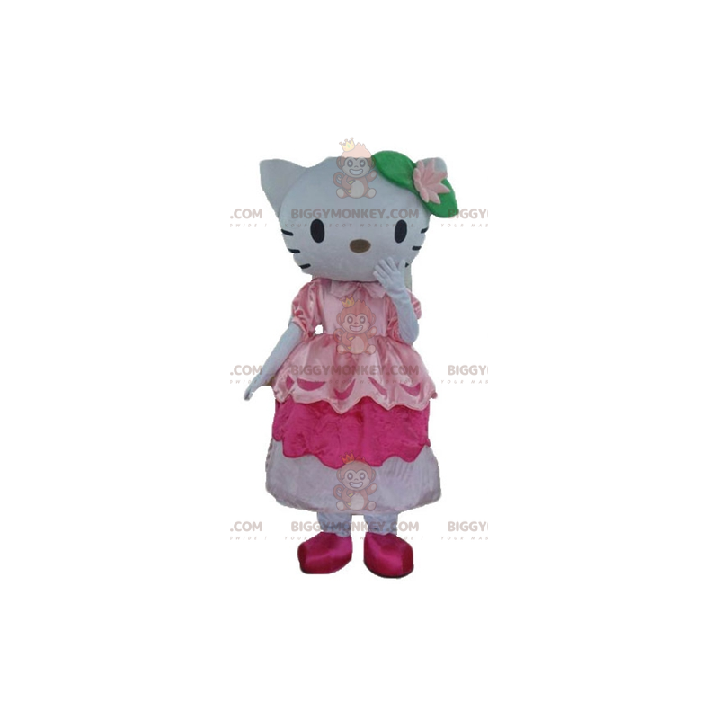 BIGGYMONKEY™ mascot costume of the famous Hello Kitty cat in a pink dress