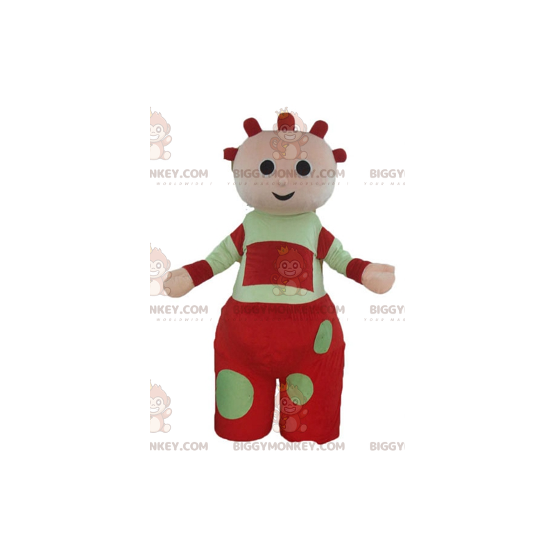 Disfraz de mascota de muñeca bebé gigante roja y verde