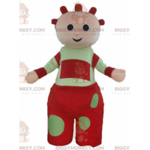 Costume della mascotte della bambola gigante rossa e verde