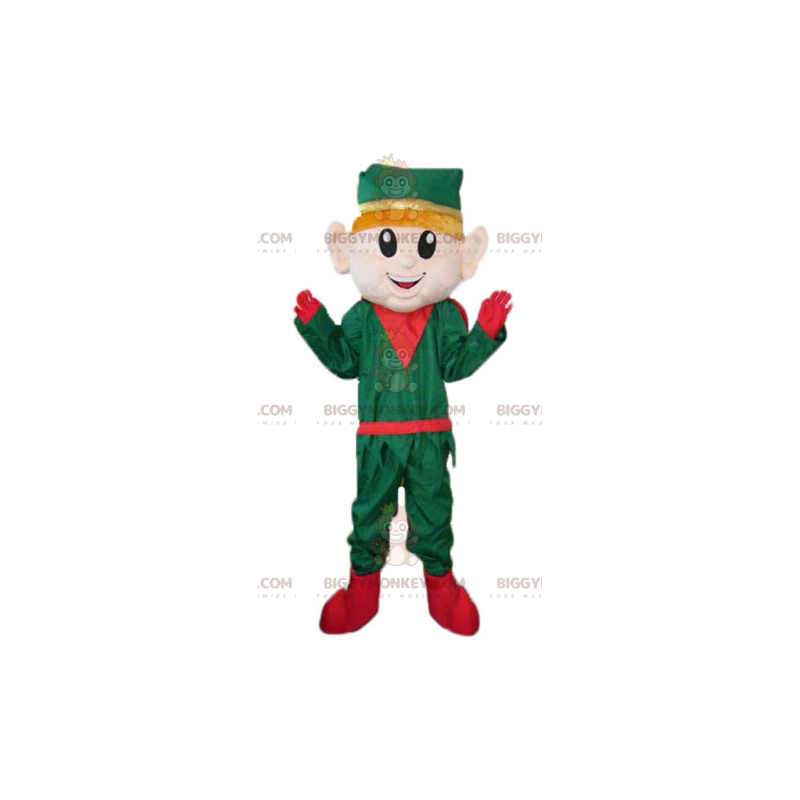 BIGGYMONKEY™ Christmas Elf Elf Mascot Costume in Green and Red