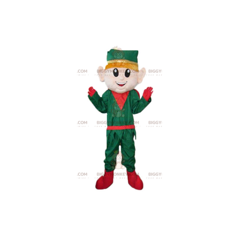 BIGGYMONKEY™ Christmas Elf Elf Maskotdräkt i grön och röd