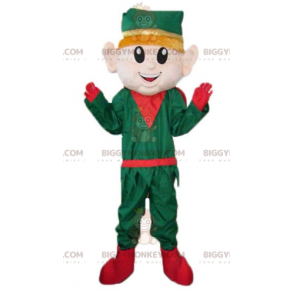 BIGGYMONKEY™ Christmas Elf Elf Mascot Costume in Green and Red