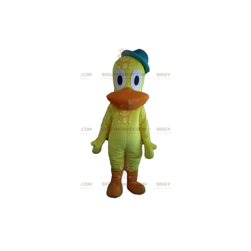 Traje de mascote de pato canário amarelo e laranja BIGGYMONKEY™