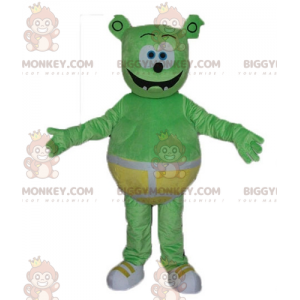 Grünes Monster-Teddy-BIGGYMONKEY™-Maskottchen-Kostüm mit gelben