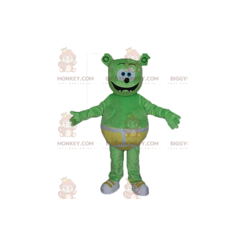 Groene Monster Teddy BIGGYMONKEY™ mascottekostuum met gele slip