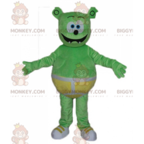 Green Monster Teddy BIGGYMONKEY™ maskotdräkt med gula trosor -