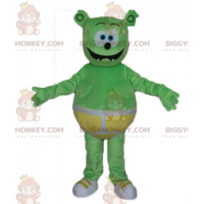 Grøn monsterbamse BIGGYMONKEY™ maskotkostume med gule trusser -