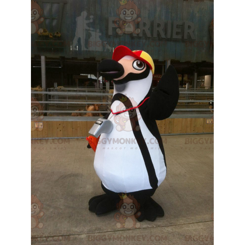 Traje de mascote de pinguim preto e branco BIGGYMONKEY™ com