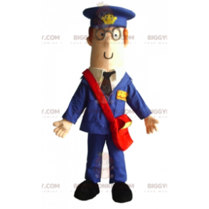 BIGGYMONKEY™ Mascot Costume of Postman Dressed in Blue Uniform