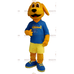 Costume da mascotte BIGGYMONKEY™ cane arancione vestito di blu