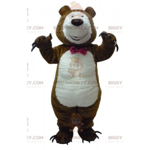 Brun och vit nallebjörn BIGGYMONKEY™ maskotdräkt med klor -