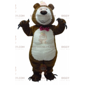 Brun och vit nallebjörn BIGGYMONKEY™ maskotdräkt med klor -