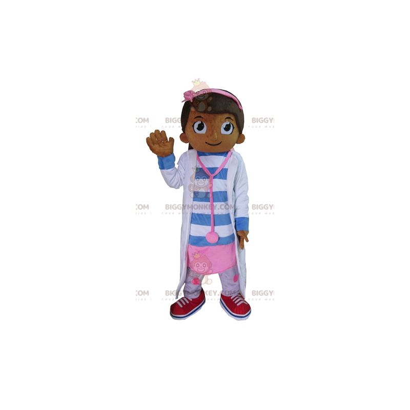 Nurse Doctor Girl BIGGYMONKEY™ mascottekostuum in roze en blauw