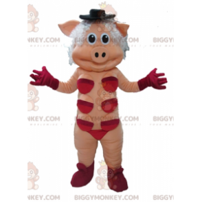 BIGGYMONKEY™ maskottiasu, vaaleanpunainen slut punaisilla