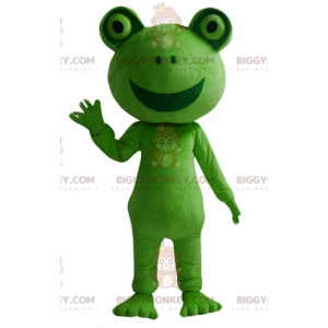 Kostým obřího usmívajícího se maskota zelené žáby BIGGYMONKEY™