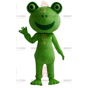 Traje de mascote de sapo verde sorridente gigante BIGGYMONKEY™