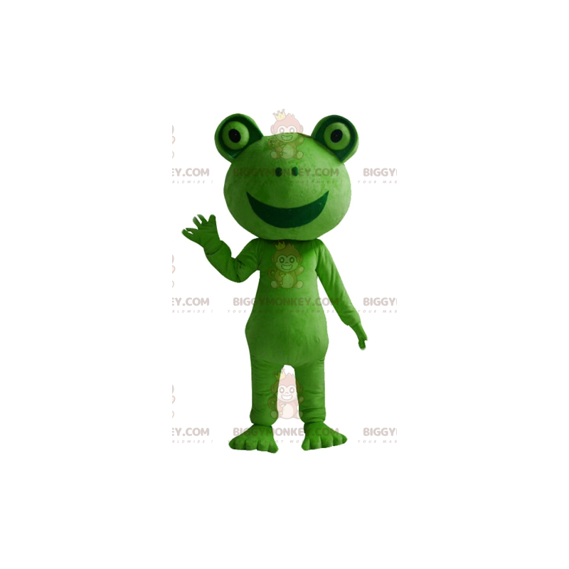 BIGGYMONKEY™ Costume da mascotte rana verde sorridente gigante