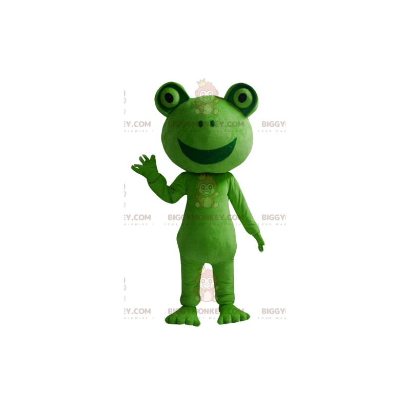 Kostium maskotka gigantycznej uśmiechniętej zielonej żaby