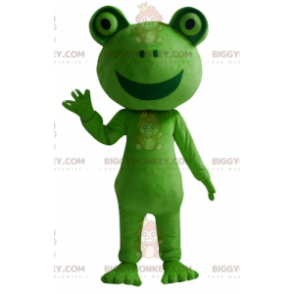 BIGGYMONKEY™ Costume da mascotte rana verde sorridente gigante