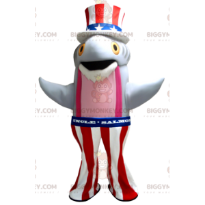 Gray and Pink Fish Salmon BIGGYMONKEY™ Mascot Costume in