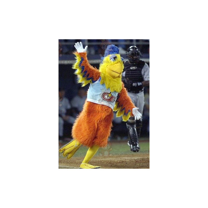 Orange gul och blå fågel BIGGYMONKEY™ maskotdräkt - BiggyMonkey