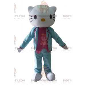 BIGGYMONKEY™ Hello Kitty-mascottekostuum gekleed in blauw en