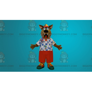 Bonito y colorido disfraz de mascota de lobo BIGGYMONKEY™ -