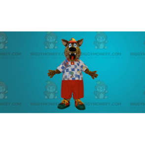 Traje de mascote de lobo BIGGYMONKEY™ fofo e colorido –