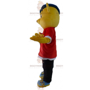 Costume da mascotte dell'orso giallo BIGGYMONKEY™ vestito con