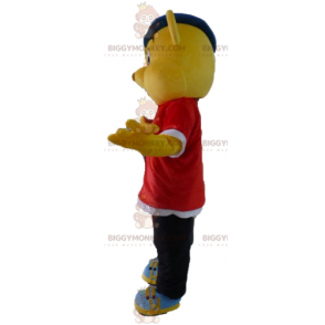 Kostým maskota žlutého medvěda BIGGYMONKEY™ v hip-hopovém