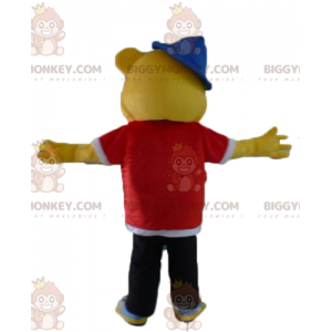 Gul bjørn BIGGYMONKEY™ maskotkostume klædt i