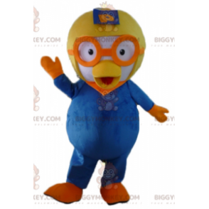 Costume de mascotte BIGGYMONKEY™ d'oiseau bleu et blanc avec un