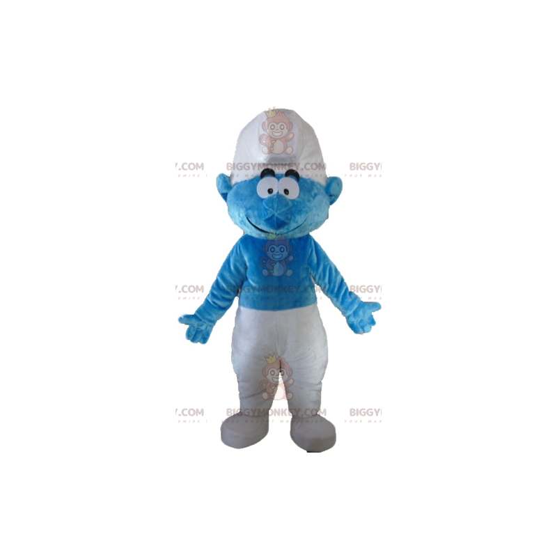 Costume da mascotte puffo bianco e blu cartone animato