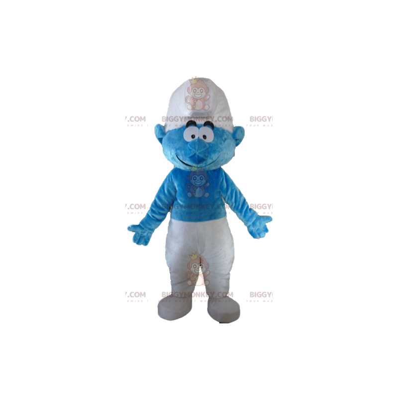 Disfraz de mascota Pitufo azul y blanco de dibujos animados