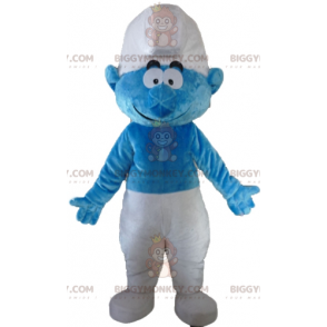 Costume da mascotte puffo bianco e blu cartone animato