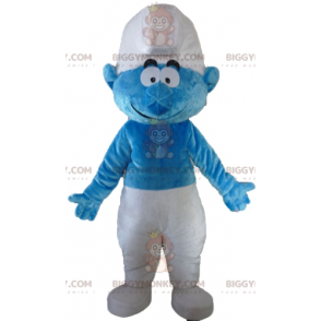 Kreslený kostým modrobílého šmoula BIGGYMONKEY™ maskota –