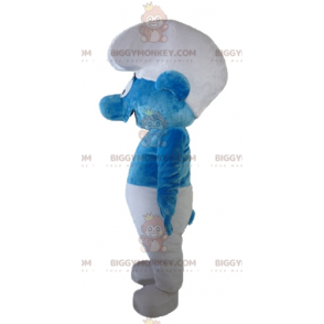 Costume da mascotte puffo bianco e blu cartone animato