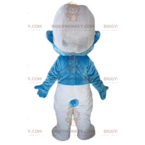 Costume da mascotte puffo bianco e blu cartone animato